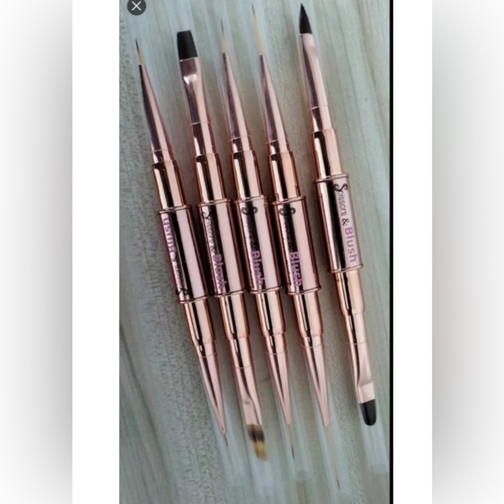 6 sets NailArt Set 5 brushes dualends rosegold caps for bothends NEWin packaging
